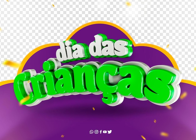 Logo celebración 3d día del niño en brasil dia das criancas en brasil