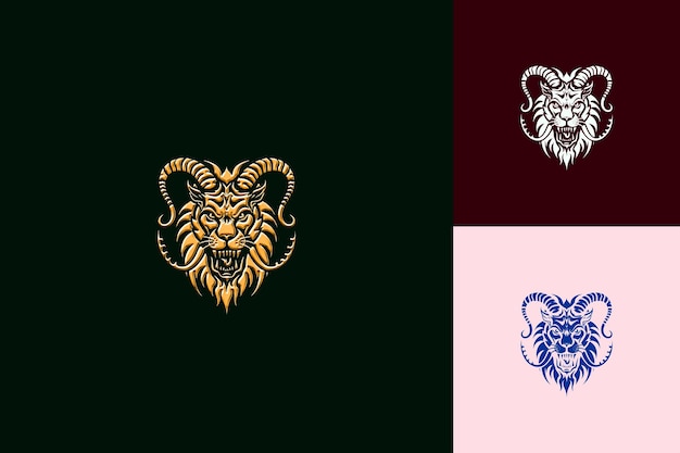 PSD logo de chimère mythique avec une chèvre lion et un serpent pour la décoration de conceptions vectorielles abstraites créatives