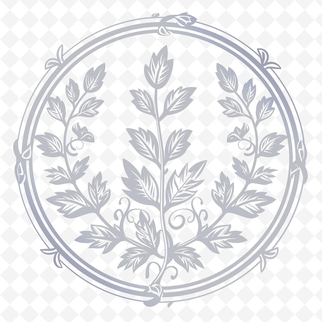 PSD logo circulaire de la branche d'origan avec cadre circulaire décoratif collections de design vectoriel d'herbes naturelles