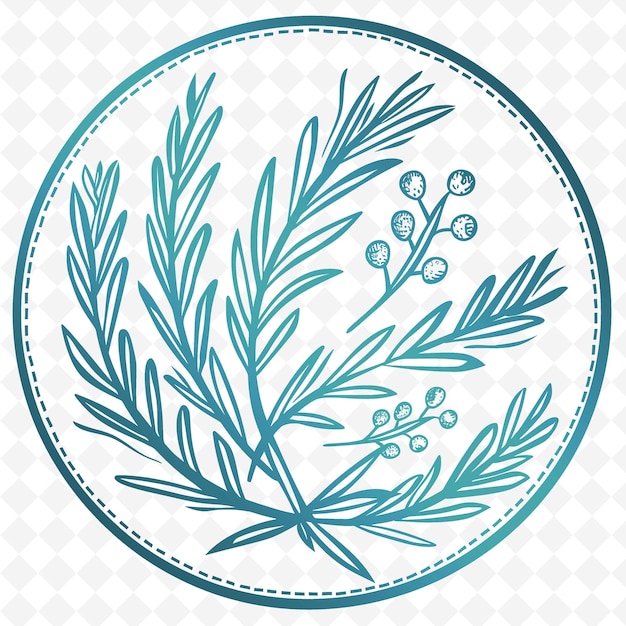 PSD le logo circulaire de rosemary sprig avec des feuilles de laurier décoratives est une collection de design vectoriel d'herbes naturelles.