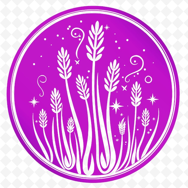 PSD logo circulaire de tige de citronnelle avec des tourbillons décoratifs et des collections de design vectoriel d'herbes de st nature