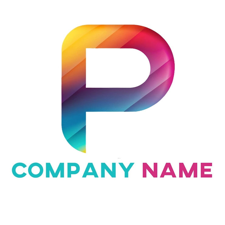 PSD un logo coloré avec la lettre p écrite en bleu et vert