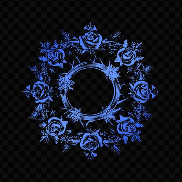 PSD logo complexe de couronne de rose avec des flocons de neige glacés et un tatouage cnc de conception vectorielle psd créatif