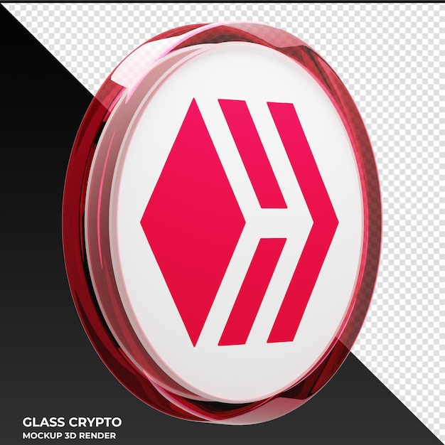 Un Logo Crypto En Verre Avec Un Cercle Rouge Et Un Fond Blanc.