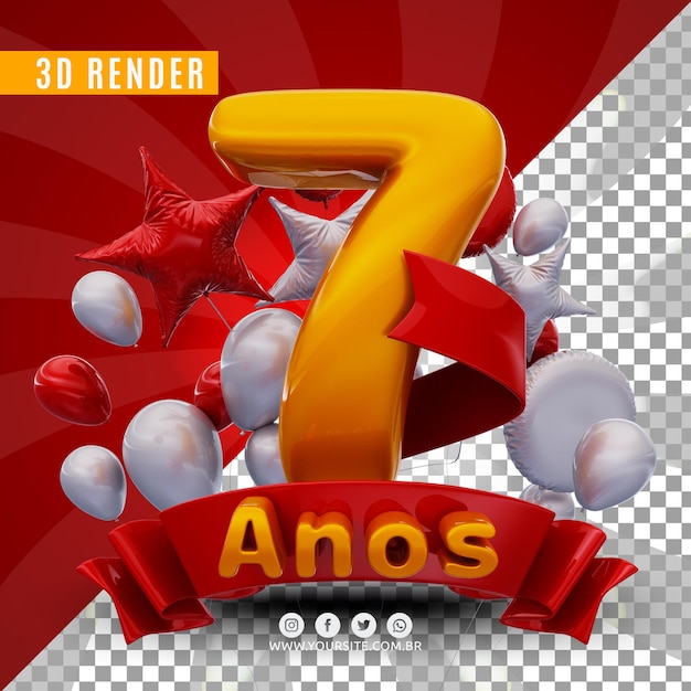 PSD logo de cumpleaños 3d para empresas y eventos.