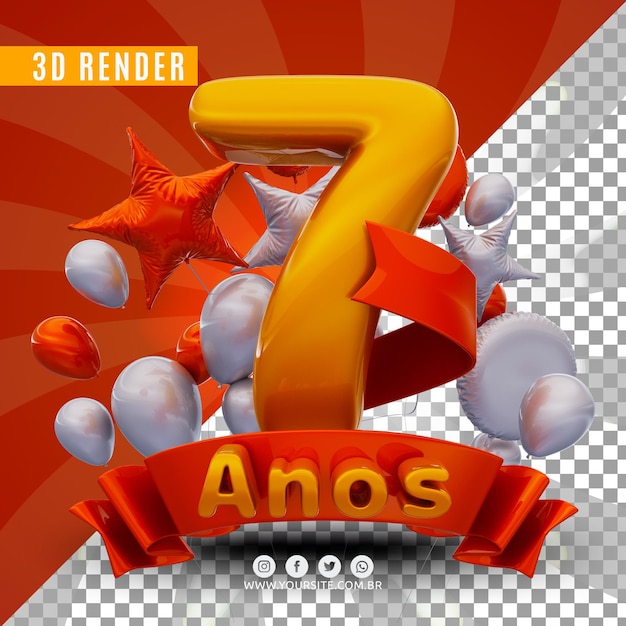 PSD logo de cumpleaños 3d para empresas y eventos.