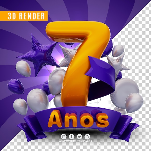 PSD logo de cumpleaños 3d para empresas y eventos.