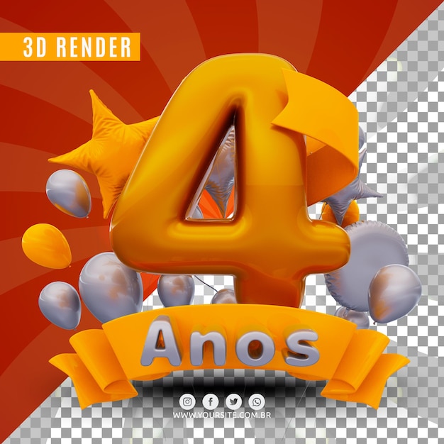 PSD logo de cumpleaños 3d para empresas y eventos.