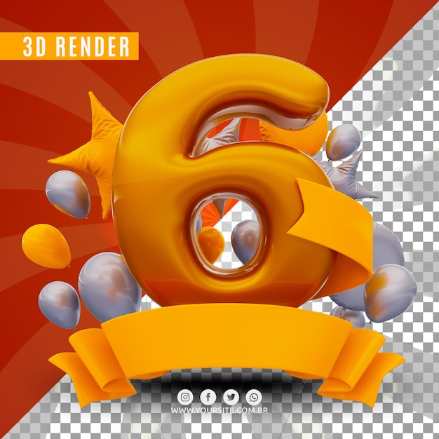 PSD logo de cumpleaños 3d para empresas y eventos.