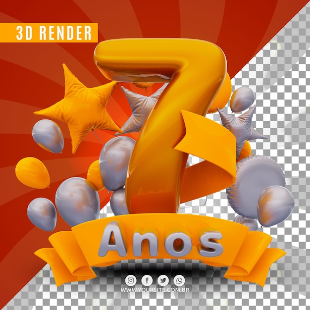 PSD logo de cumpleaños 3d para empresas y eventos.