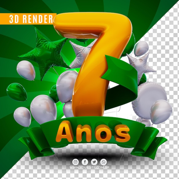 PSD logo de cumpleaños 3d para empresas y eventos.