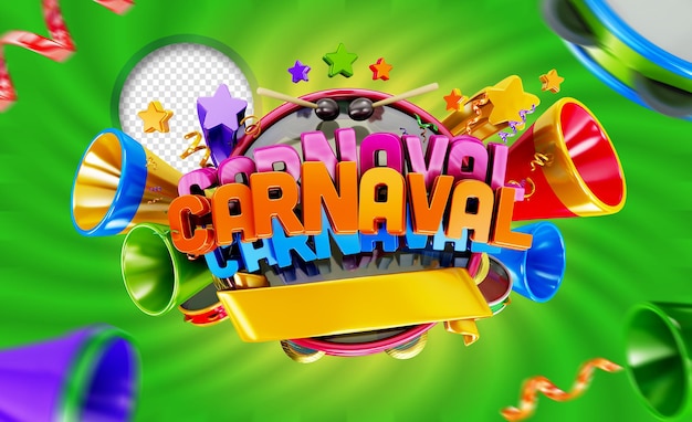 PSD logo de carnaval no brasil para empresas em 3d