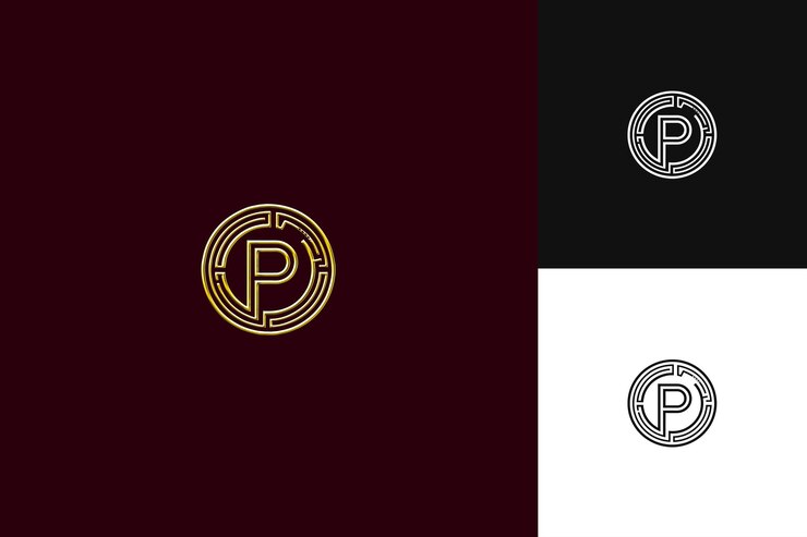 PSD logo de letra p com vibração soberana monograma logo de estilo de design ilustração logo de desenho vetorial