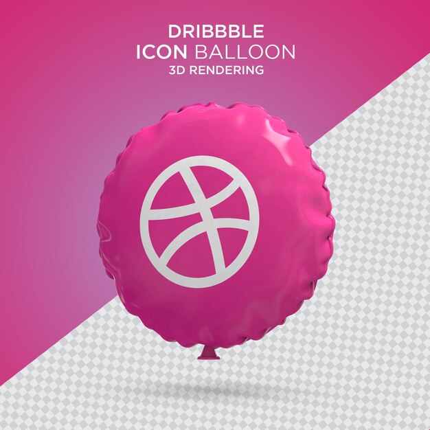 Logo de mídia social no balão dribbble renderização em 3d psd premium