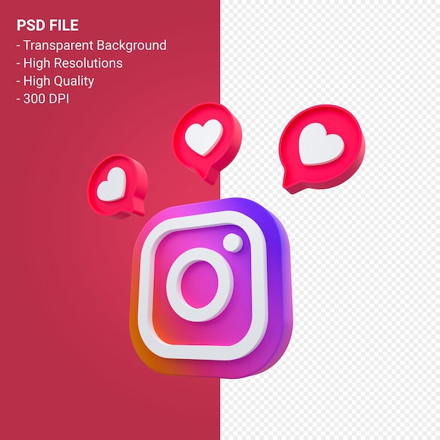Logo dei social media di Instagram nel rendering 3d