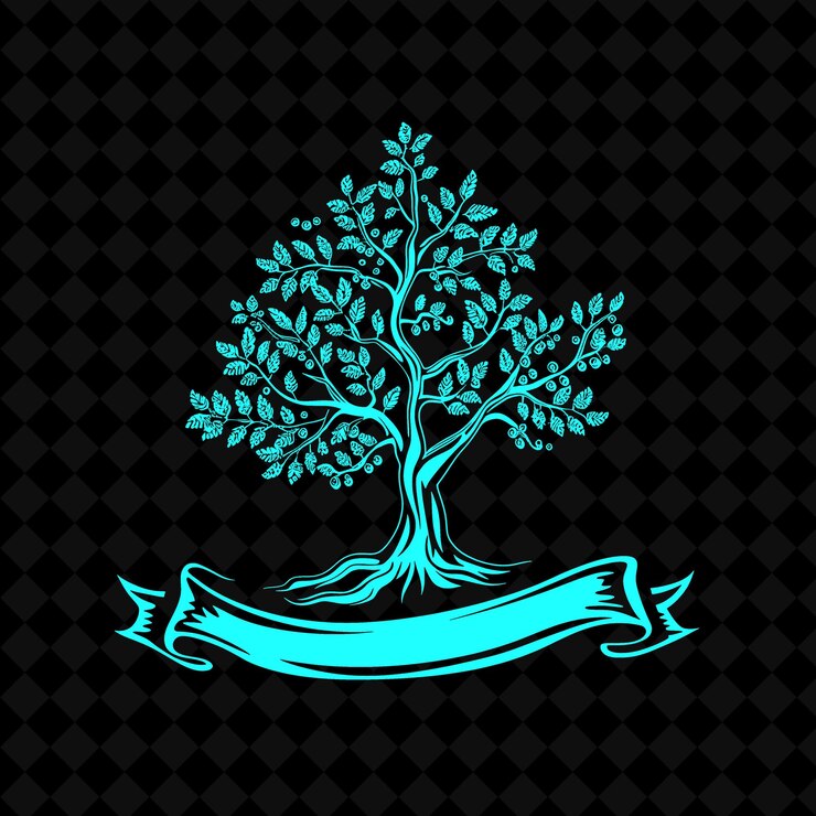 PSD logo dell'albero di ginepro vintage con bacche decorative e banner disegni vettoriali creativi di piante