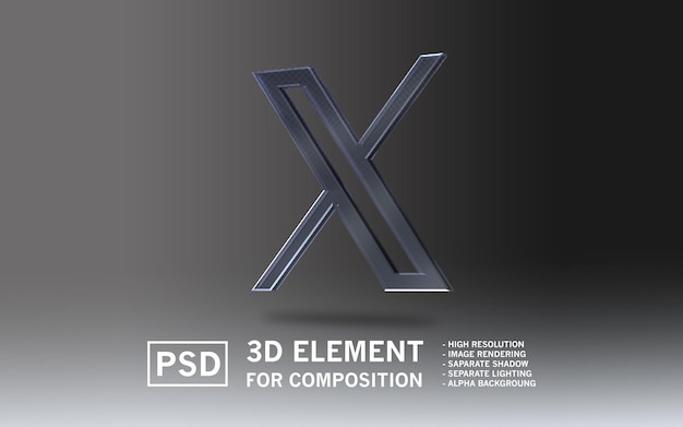 Logo dell'elemento di rendering 3D Sosmed X