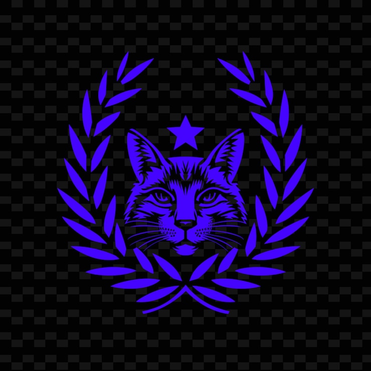 PSD logo dell'emblema catnip sprig con corona decorativa e stella sulle collezioni di design vettoriale di erbe naturali