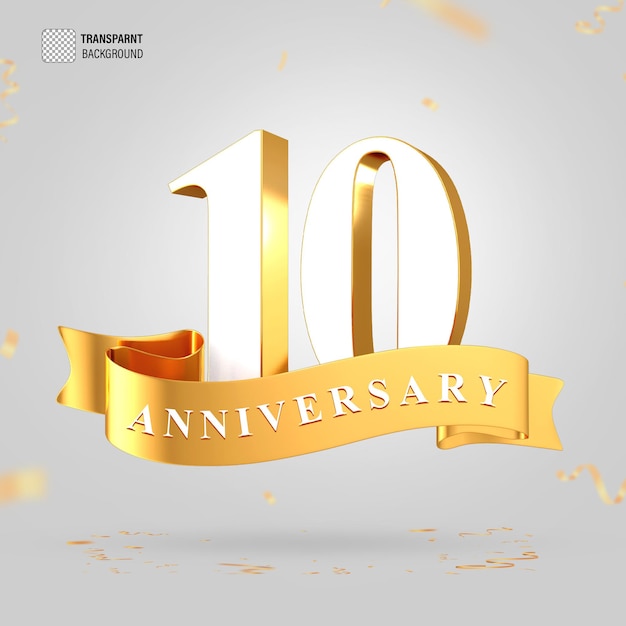 Logo della celebrazione del 10° anniversario di PSD 3d con stile dorato