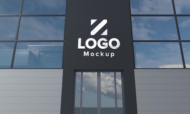 Logo Design Mockup Design Building Closeup 3d renderizado