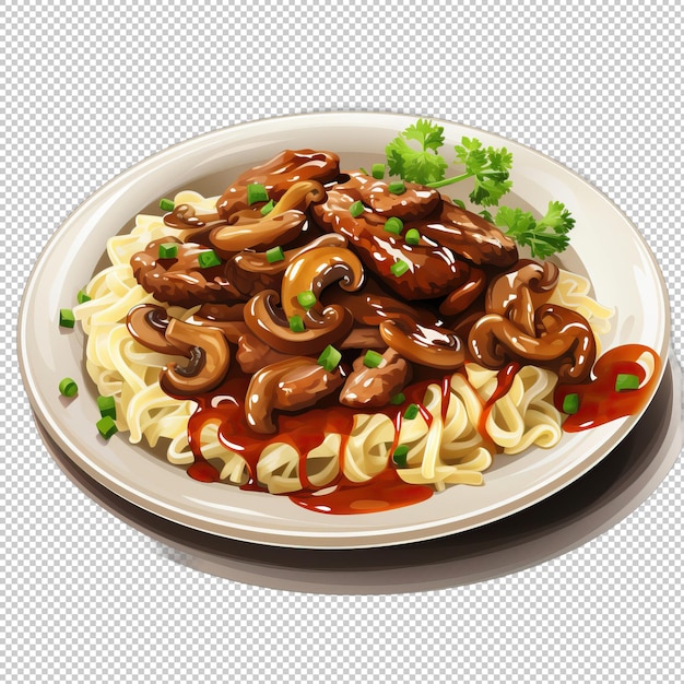 PSD logo de dessin animé beef stroganoff à fond isolé