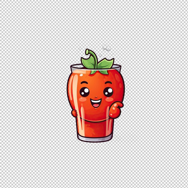 PSD logo de dessin animé juice de tomate à l'arrière-plan isolé