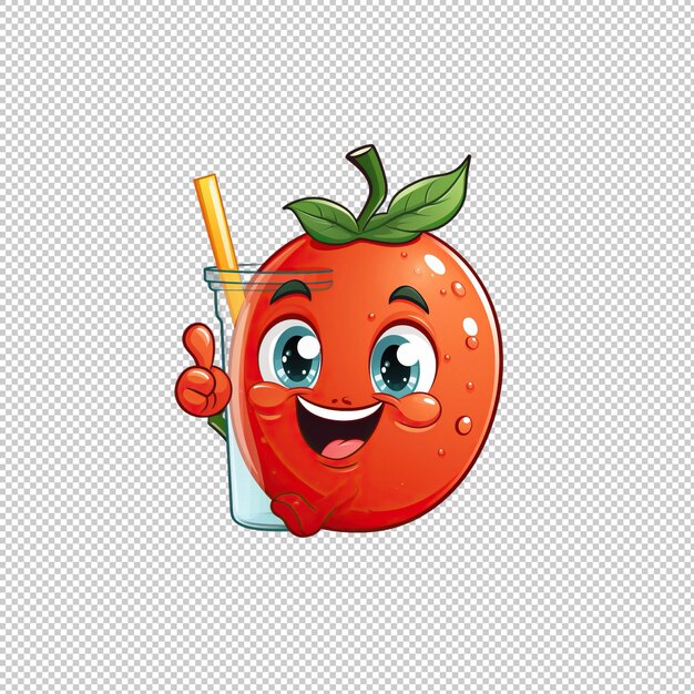 PSD logo de dessin animé juice de tomate à l'arrière-plan isolé