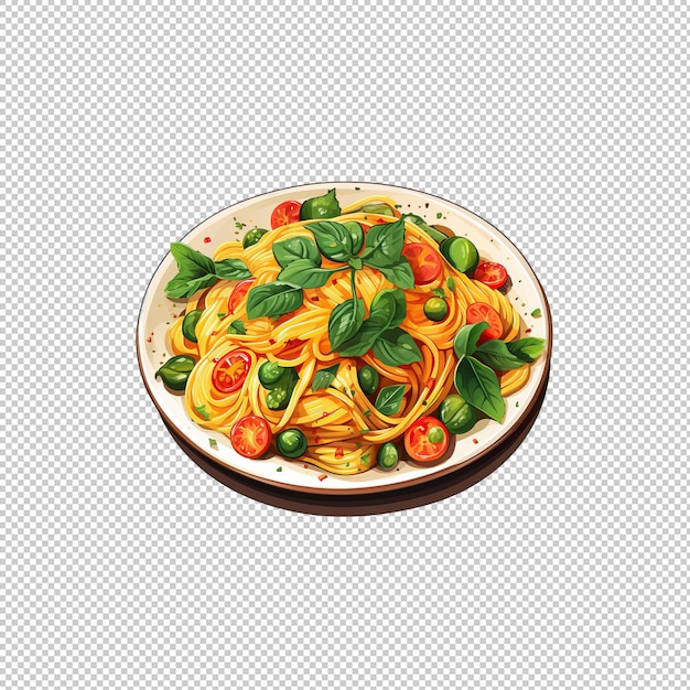 PSD logo de dessin animé pasta primavera à fond isolé