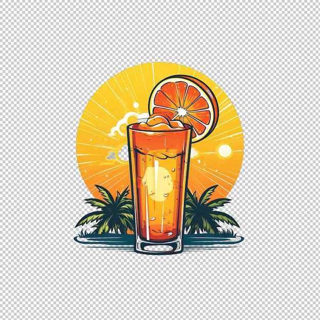 PSD logo de dessin animé tequila sunrise arrière-plan isolé