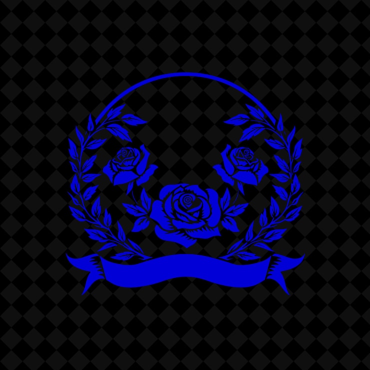 PSD logo di corona di rose d'epoca con nastri decorativi e foglie disegni vettoriali creativi di piante