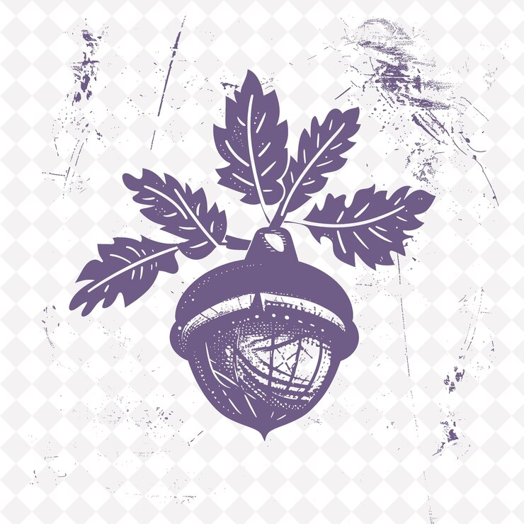PSD logo di ghianda rustica con foglie decorative e un berretto progettato con disegni vettoriali vegetali creativi