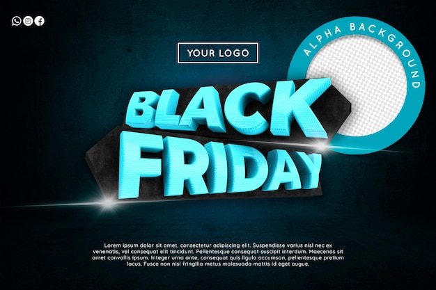 logo di rendering 3d del venerdì nero per la composizione al dettaglio del venerdì nero di novembre