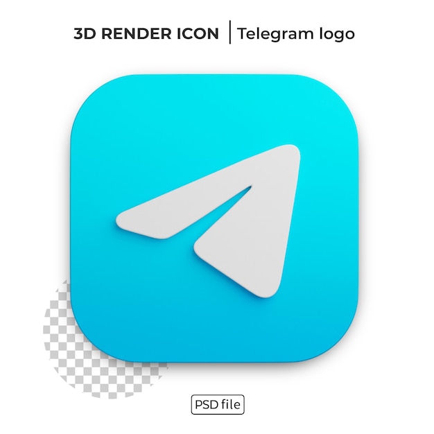 Logo di rendering 3d di Telegram