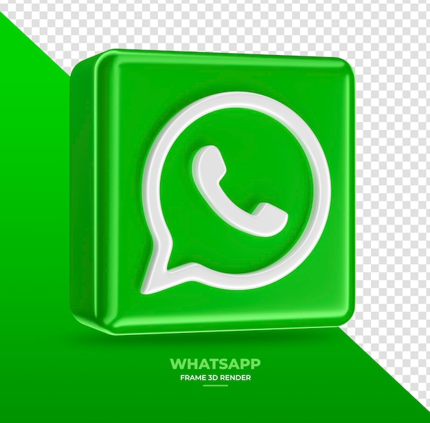 Logo di WhatsApp in rendering 3D con sfondo trasparente