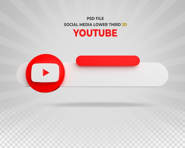 Logo do youtube, terço inferior 3d render