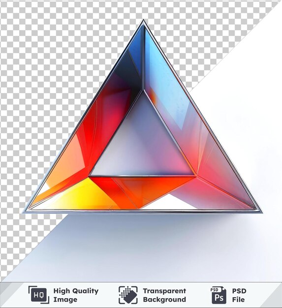 PSD logo de dribble psd transparent de haute qualité isolé en rendu 3d contre un ciel bleu avec un triangle triangulaire au premier plan