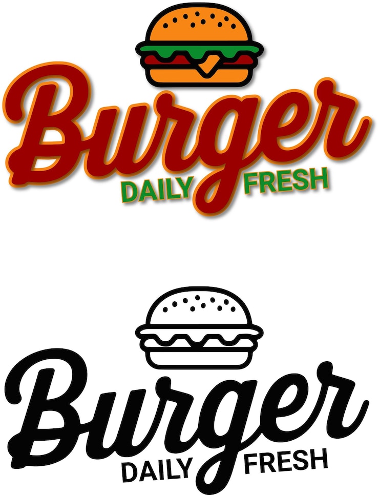 PSD le logo du burger minimaliste