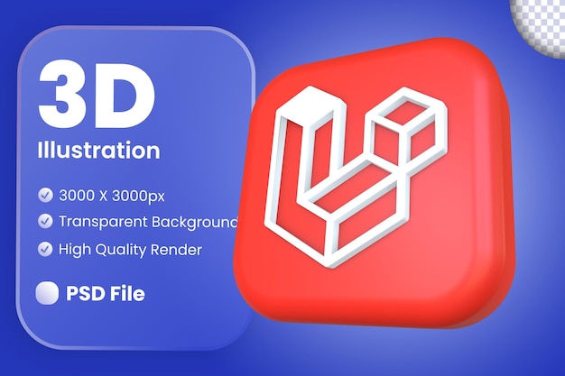 PSD logo du cadre de programmation 3d laravel