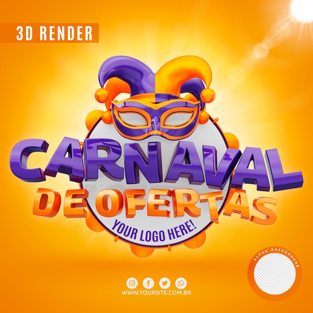 PSD logo du carnaval pour les entreprises en rendu 3d premium psd