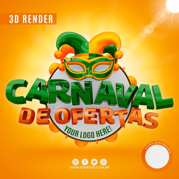 PSD logo du carnaval pour les entreprises en rendu 3d premium psd