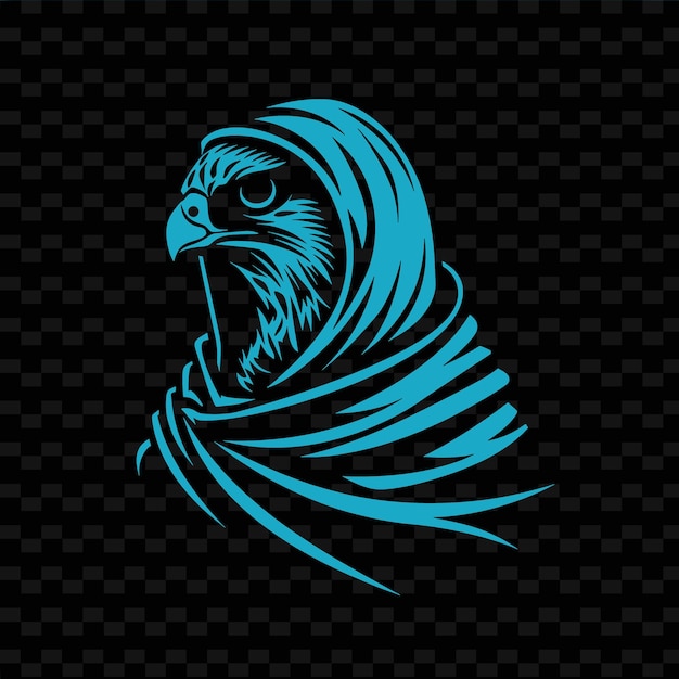PSD logo du club de fauconnerie médiéval avec faucon et capuche pour des conceptions vectorielles tribales créatives décoratives