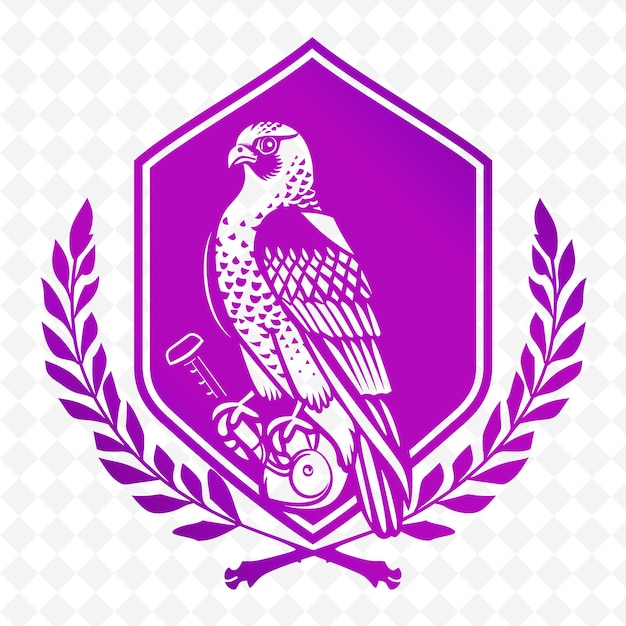 PSD logo du club de fauconnerie médiéval avec goshawk et gauntlet pour les conceptions vectorielles tribales créatives