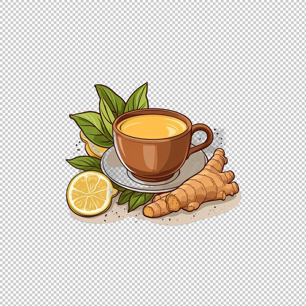 PSD le logo du dessin animé ginger tea est un arrière-plan isolé.