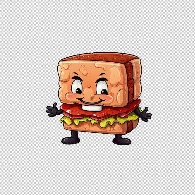 PSD logo du dessin animé reuben sandwich à l'arrière-plan isolé