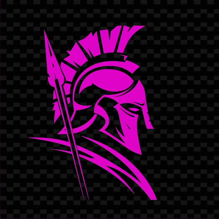 PSD le logo du guerrier spartiate avec l'oméga et la lance pour décorer les conceptions vectorielles tribales créatives