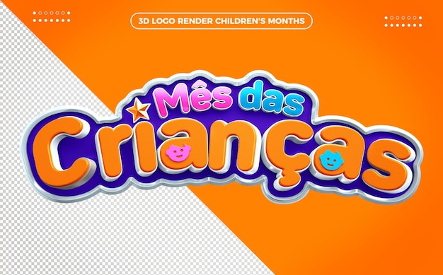 Logo Du Mois 3d Pour Enfants Orange Et Bleu Pour Les Compositions Au Brésil