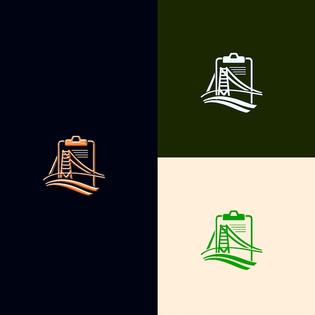 PSD logo du prix de gestion de projet avec un pont et un tableau de bord designes vectoriels créatifs et uniques
