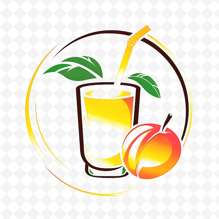 PSD logo du smoothie mango acai avec le logo de la médaille mango et acai berry des dessins de boissons tropicales d'inspiration png