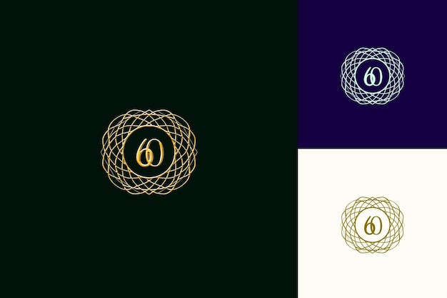 Logo du symbole du 60e anniversaire avec un 60 stylisé dans les collections de design abstrait Cente Vector
