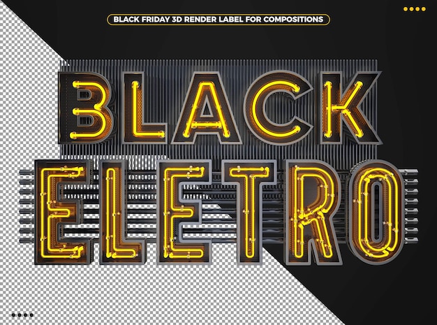 Logo electrónico 3d de black friday con neón yello para maquillaje